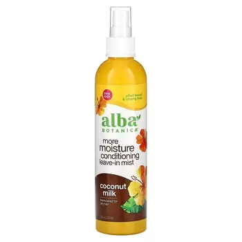 Alba Botanica More Moisture Несмываемый спрей-кондиционер для сухих волос с кокосовым молоком, 8 жидких унций (237 мл)