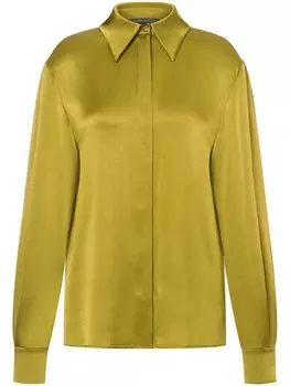 Alberta Ferretti атласная рубашка с длинными рукавами, зеленый