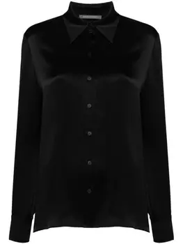 Alberta Ferretti атласная рубашка с длинными рукавами, черный