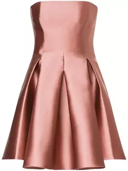 Alberta Ferretti атласное платье мини без бретелей, розовый