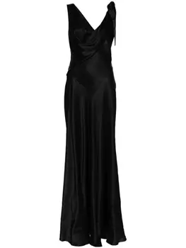 Alberta Ferretti атласное платье с драпировкой, черный