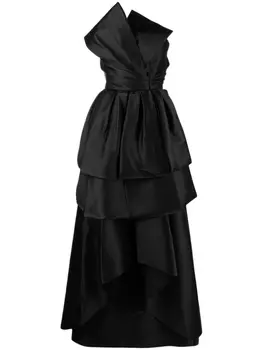 Alberta Ferretti атласное платье с открытыми плечами и драпировкой, черный