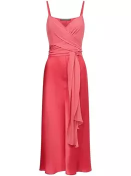 Alberta Ferretti атласное платье с V-образным вырезом, розовый