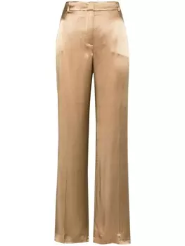 Alberta Ferretti атласные брюки прямого кроя, коричневый