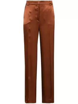 Alberta Ferretti атласные брюки прямого кроя, коричневый