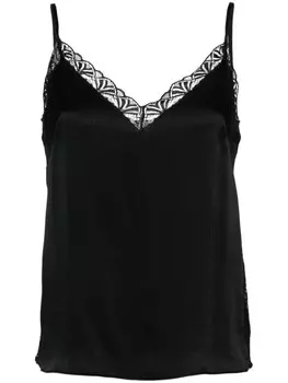 Alberta Ferretti атласный топ с кружевной отделкой, черный