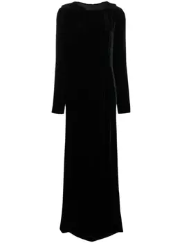 Alberta Ferretti бархатное платье с V-образным вырезом, черный