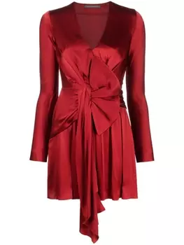 Alberta Ferretti bow-detailing pleated dress, красный