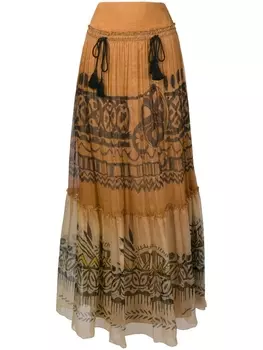Alberta Ferretti длинная юбка с узором, нейтральный цвет