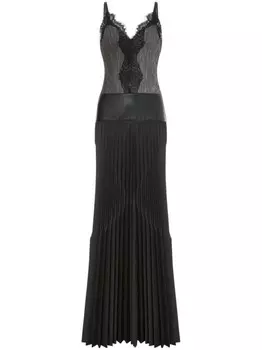 Alberta Ferretti длинное платье с атласной окантовкой, черный