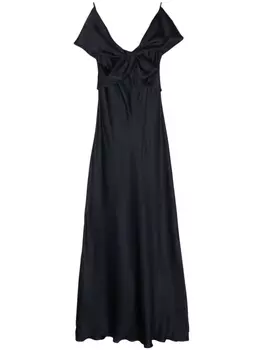 Alberta Ferretti длинное платье с драпировкой, синий