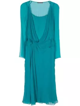 Alberta Ferretti драпированное платье миди, синий