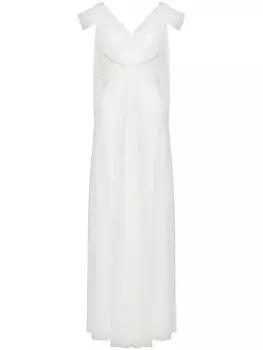 Alberta Ferretti драпированное платье с кружевными вставками, белый