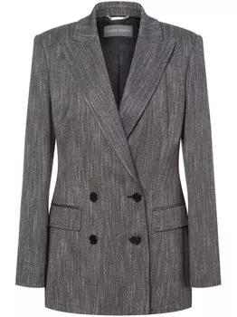 Alberta Ferretti двубортный пиджак с узором в елочку, серый