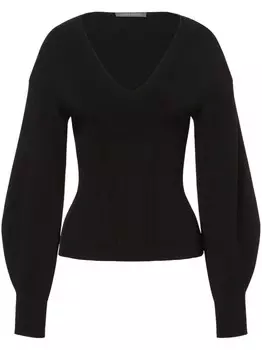 Alberta Ferretti джемпер в рубчик с объемными рукавами, черный