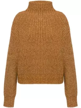 Alberta Ferretti джемпер в рубчик с высоким воротником, коричневый
