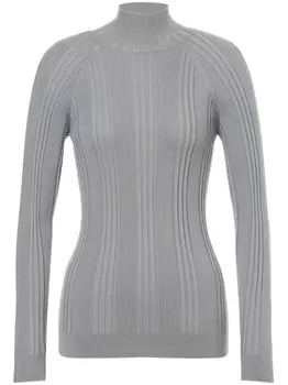 Alberta Ferretti джемпер в рубчик с высоким воротником, серый
