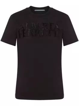 Alberta Ferretti футболка с логотипом из кристаллов, черный