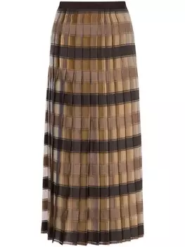 Alberta Ferretti клетчатая юбка со складками, нейтральный цвет