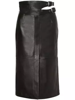 Alberta Ferretti кожаная юбка-карандаш, черный