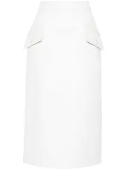 Alberta Ferretti кожаная юбка миди, нейтральный цвет