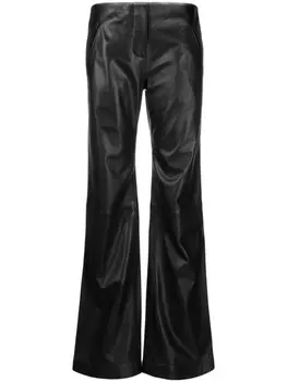 Alberta Ferretti кожаные брюки прямого кроя, черный