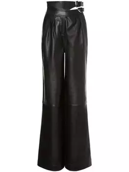 Alberta Ferretti кожаные брюки с пряжками, черный