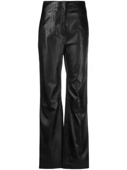 Alberta Ferretti кожаные брюки с завышенной талией, черный