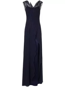 Alberta Ferretti кружевное платье макси, синий