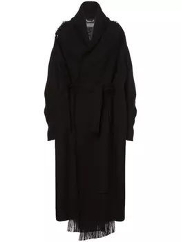 Alberta Ferretti пальто из вирджинской шерсти с воротником-шарфом, черный