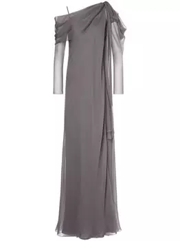 Alberta Ferretti платье асимметричного кроя с длинными рукавами, серый