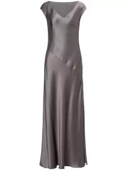 Alberta Ferretti платье из атласа с панелями, серый