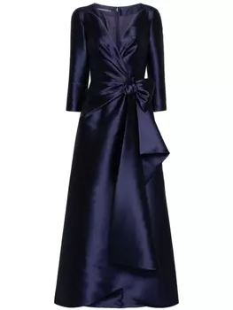 Alberta Ferretti платье макси с бантом, синий