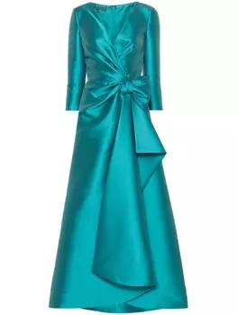 Alberta Ferretti платье макси с бантом, синий