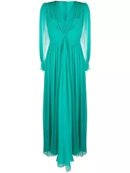 Alberta Ferretti платье макси с длинными рукавами, зеленый