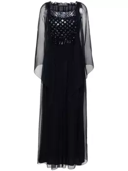 Alberta Ferretti платье макси с пайетками, синий