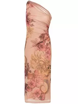 Alberta Ferretti платье миди с цветочным принтом, нейтральный цвет