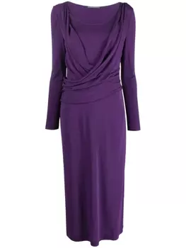 Alberta Ferretti платье миди с драпировкой, фиолетовый