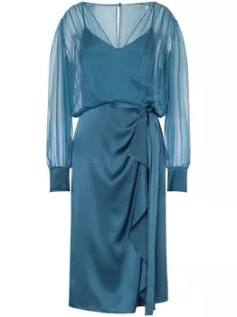 Alberta Ferretti платье миди с полупрозрачным слоем, зеленый