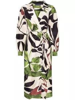 Alberta Ferretti платье миди с принтом, зеленый