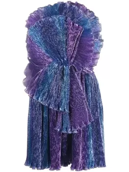 Alberta Ferretti платье мини с оборками, синий