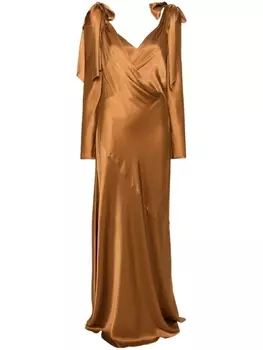 Alberta Ferretti платье с драпировкой, коричневый