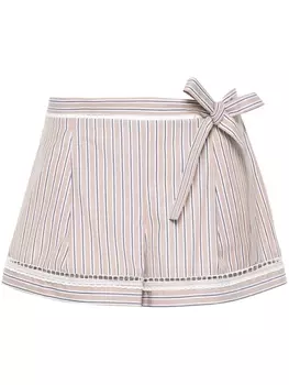 Alberta Ferretti полосатые шорты с завязками, нейтральный цвет