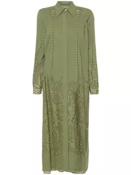 Alberta Ferretti поплиновое платье с вырезами, зеленый