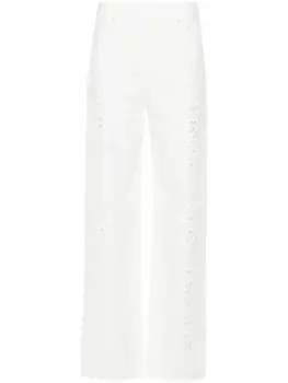 Alberta Ferretti прямые брюки с английской вышивкой, серый