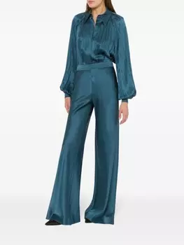 Alberta Ferretti расклешенные атласные брюки, синий