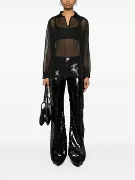 Alberta Ferretti расклешенные брюки с пайетками, черный