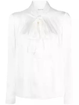 Alberta Ferretti рубашка с бантом и длинными рукавами, белый