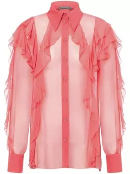 Alberta Ferretti рубашка с оборками, розовый