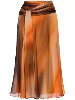 Alberta Ferretti шелковая юбка миди, коричневый